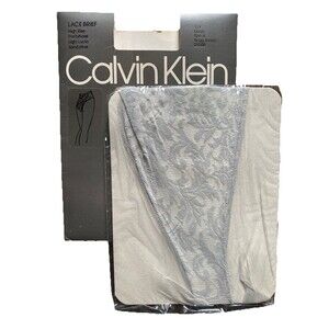 VTG 80s Calvin Klein Lace Brief High Rise Pantyhose Sandaltoe Size A - Dove Gray